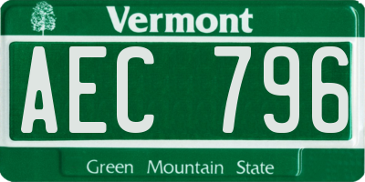 VT license plate AEC796