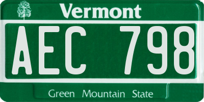 VT license plate AEC798