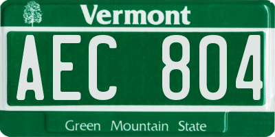 VT license plate AEC804