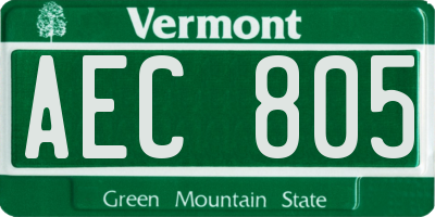 VT license plate AEC805