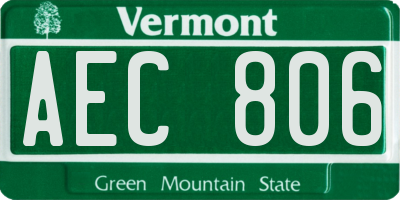 VT license plate AEC806