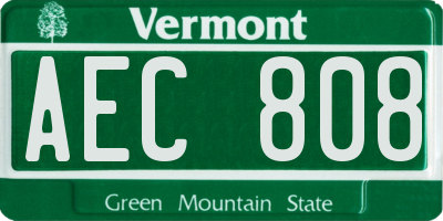 VT license plate AEC808
