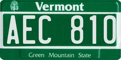 VT license plate AEC810