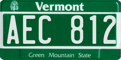 VT license plate AEC812