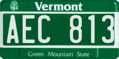 VT license plate AEC813