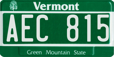 VT license plate AEC815