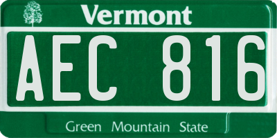 VT license plate AEC816