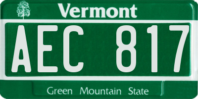 VT license plate AEC817