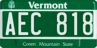 VT license plate AEC818