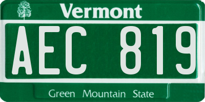 VT license plate AEC819