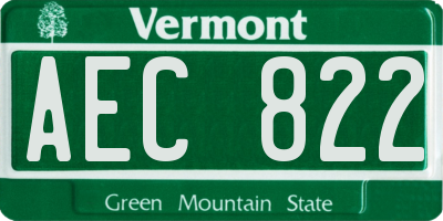 VT license plate AEC822