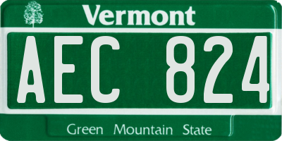VT license plate AEC824