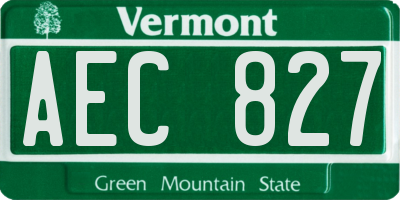 VT license plate AEC827