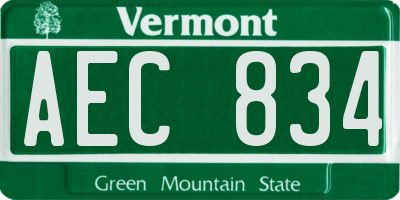 VT license plate AEC834