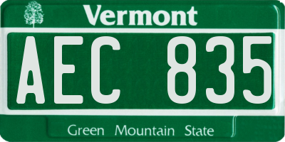 VT license plate AEC835