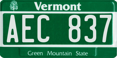 VT license plate AEC837