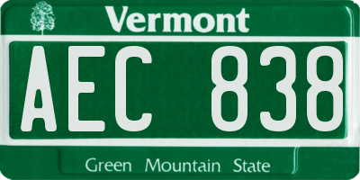 VT license plate AEC838