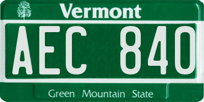 VT license plate AEC840