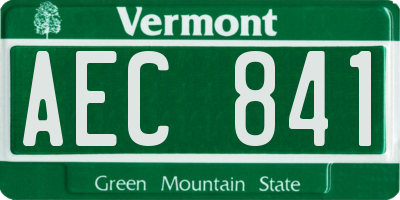 VT license plate AEC841