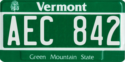 VT license plate AEC842