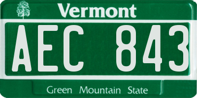 VT license plate AEC843