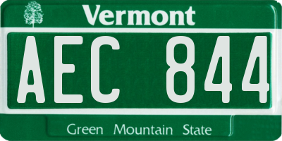 VT license plate AEC844