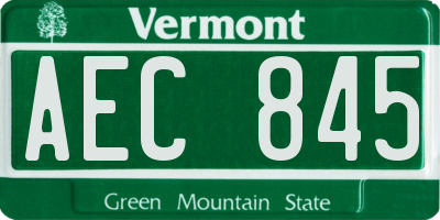 VT license plate AEC845