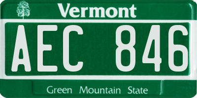 VT license plate AEC846