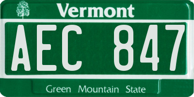VT license plate AEC847