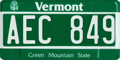 VT license plate AEC849