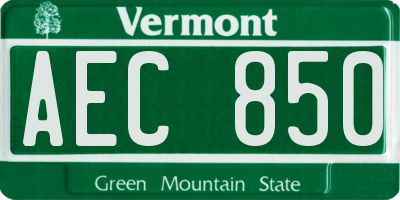 VT license plate AEC850