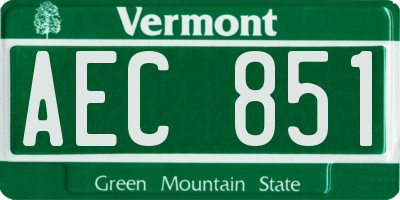VT license plate AEC851