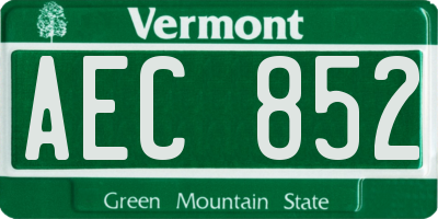 VT license plate AEC852