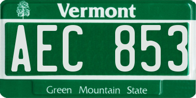VT license plate AEC853