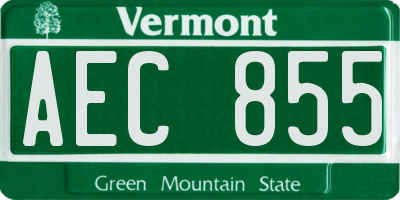 VT license plate AEC855
