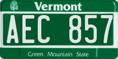 VT license plate AEC857