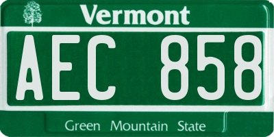 VT license plate AEC858