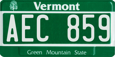 VT license plate AEC859