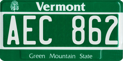 VT license plate AEC862
