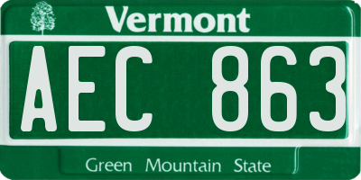 VT license plate AEC863