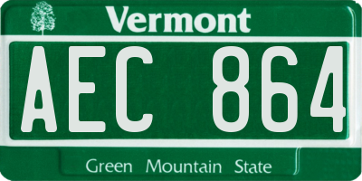 VT license plate AEC864