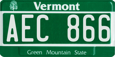 VT license plate AEC866