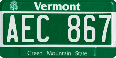 VT license plate AEC867