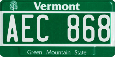 VT license plate AEC868