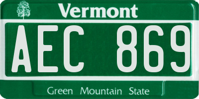 VT license plate AEC869