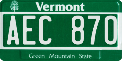 VT license plate AEC870