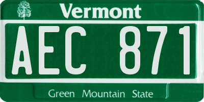 VT license plate AEC871