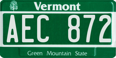 VT license plate AEC872