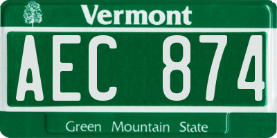 VT license plate AEC874