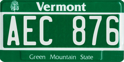 VT license plate AEC876